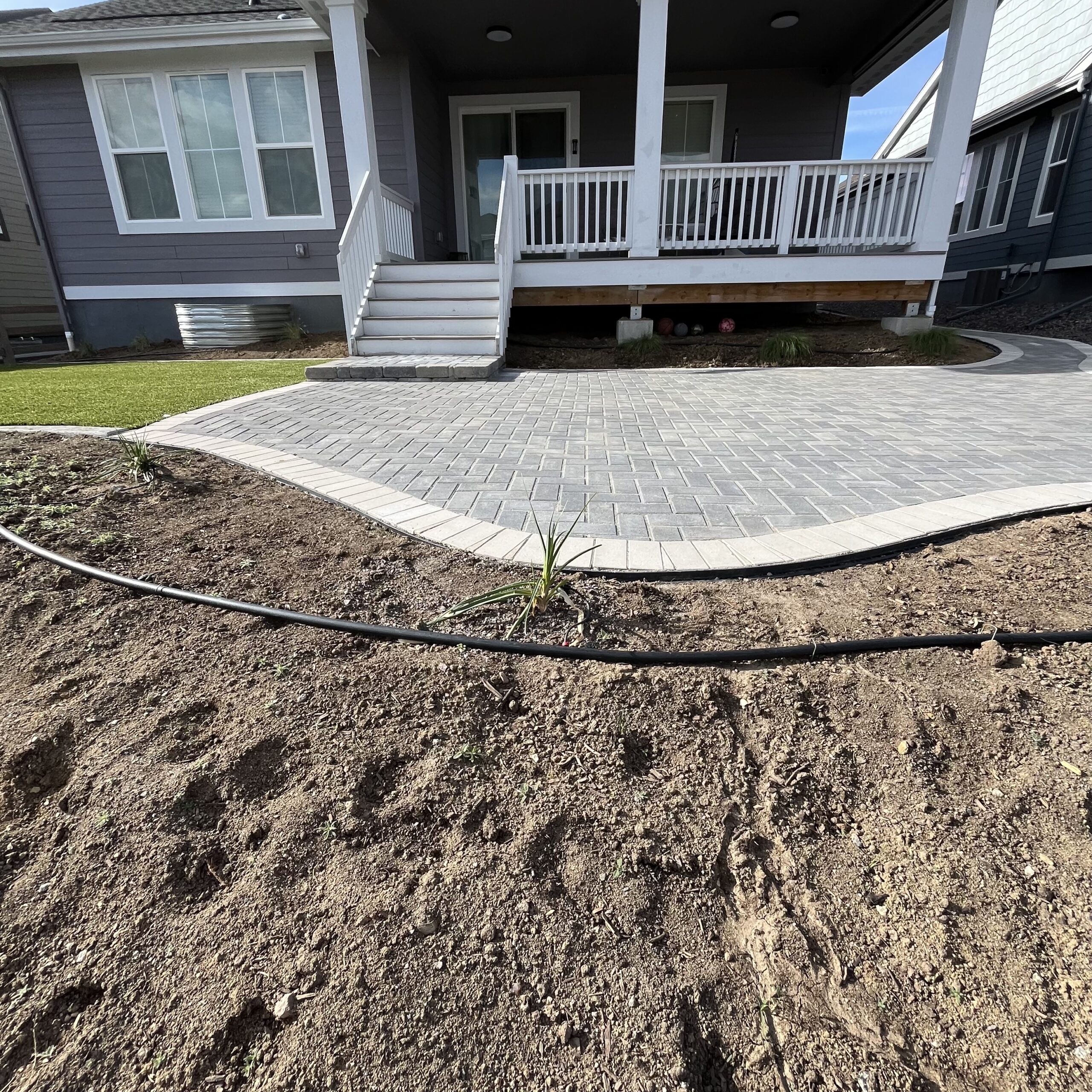 Pavers in herringbone pattern