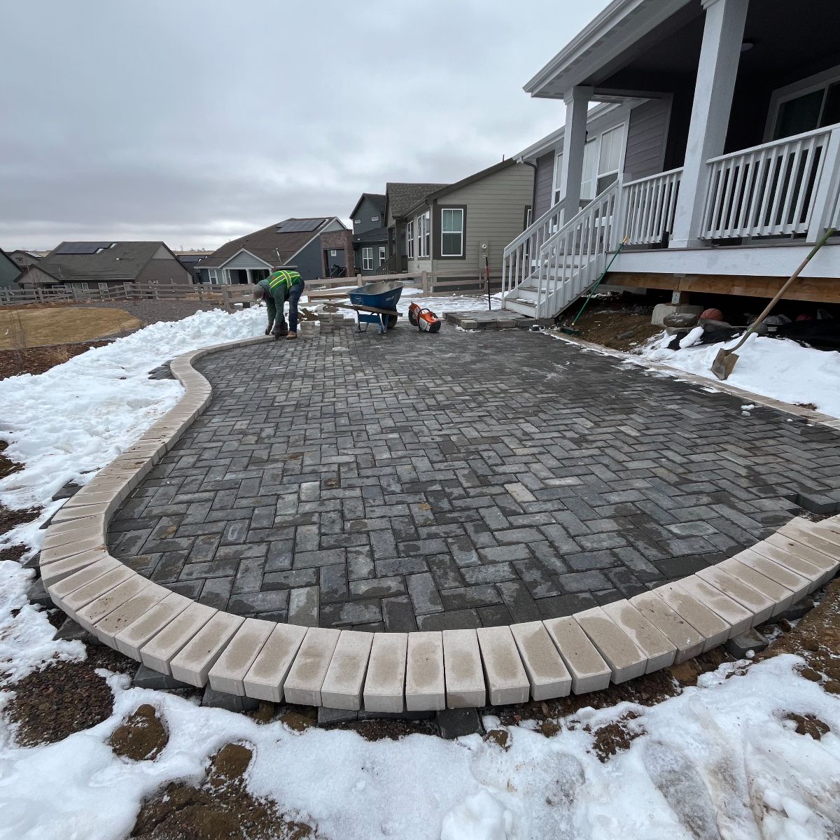 Yard before paver banding installation — Littleton, Colorado