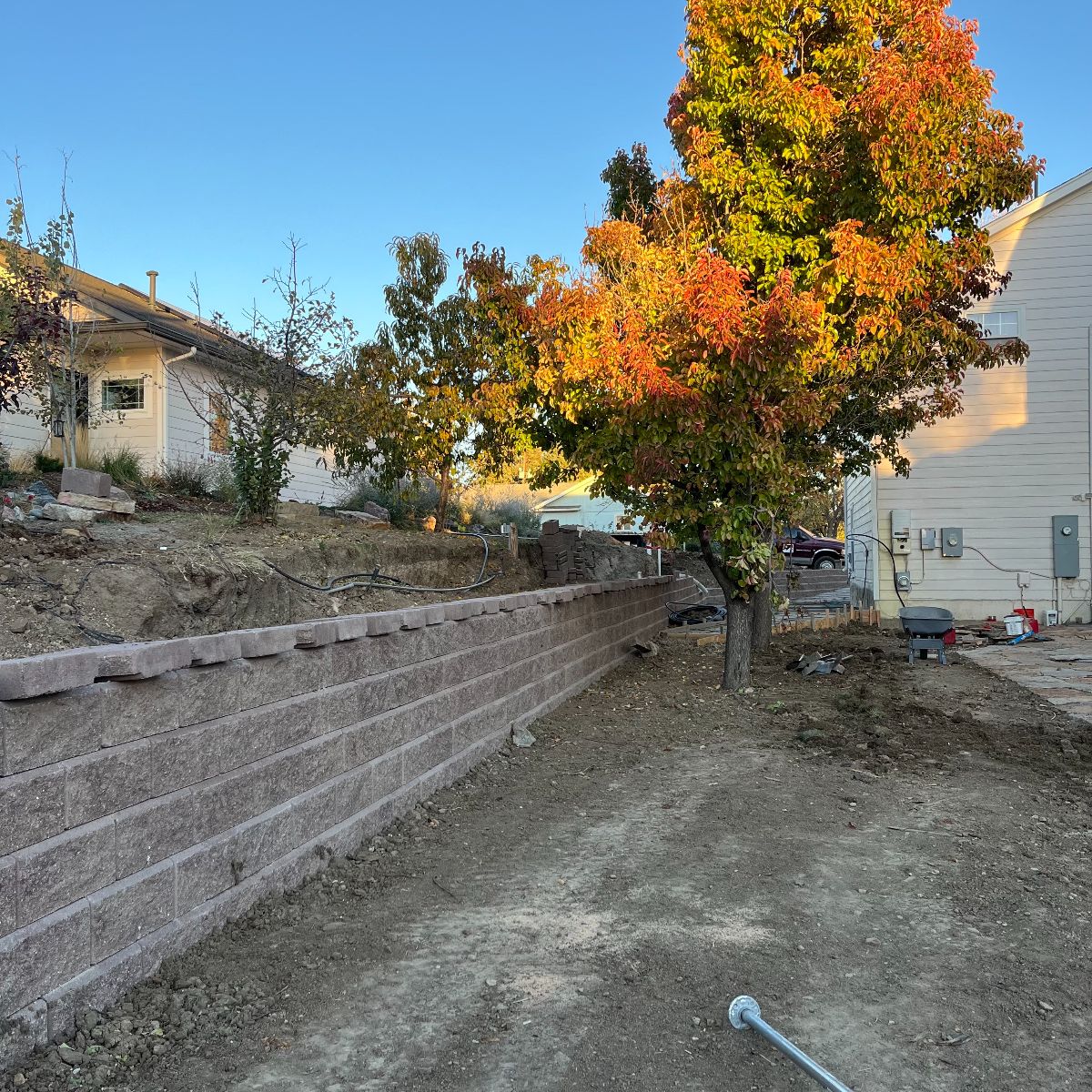 Arvada block retaining wall after