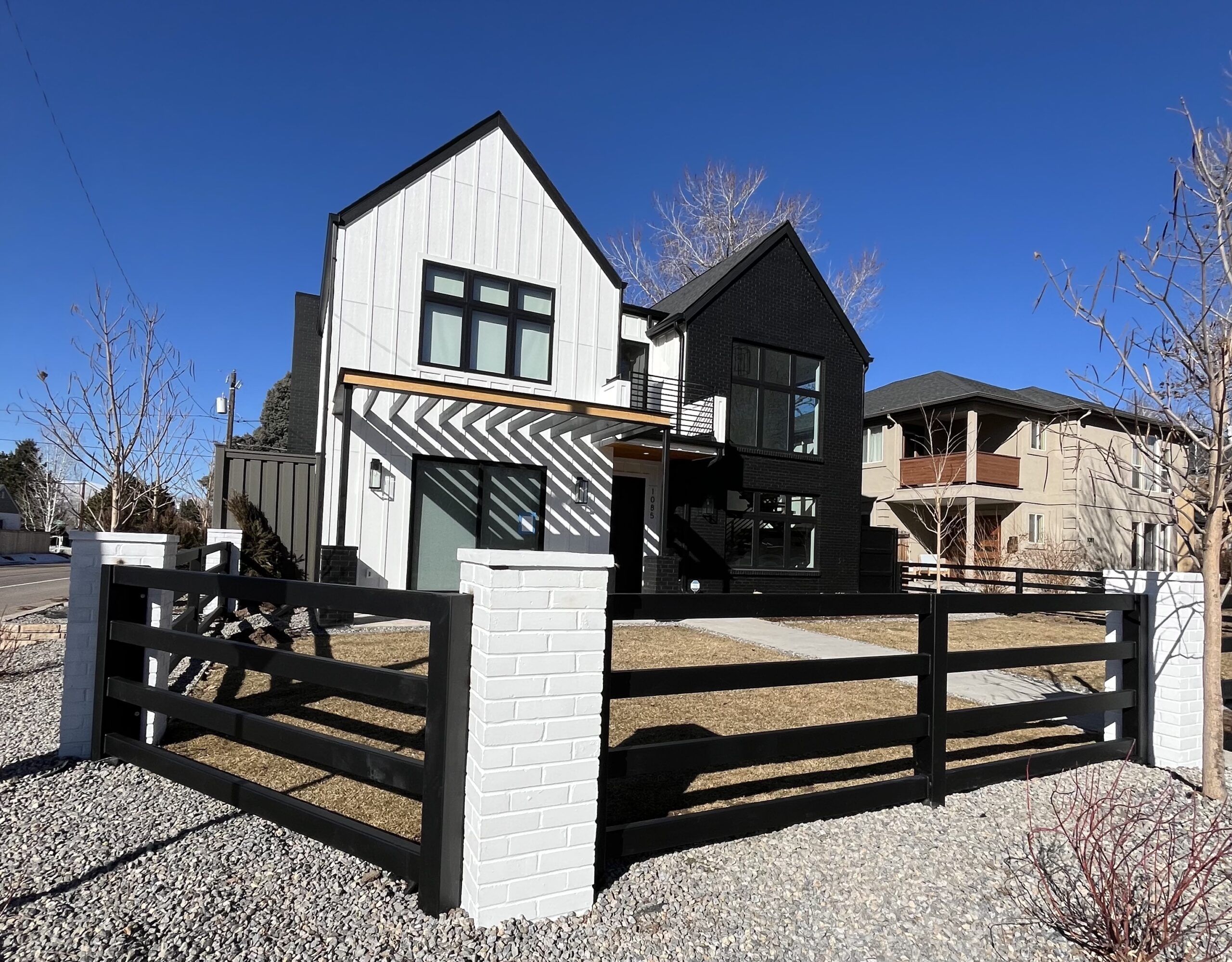 Denver front yard after steel brick fence