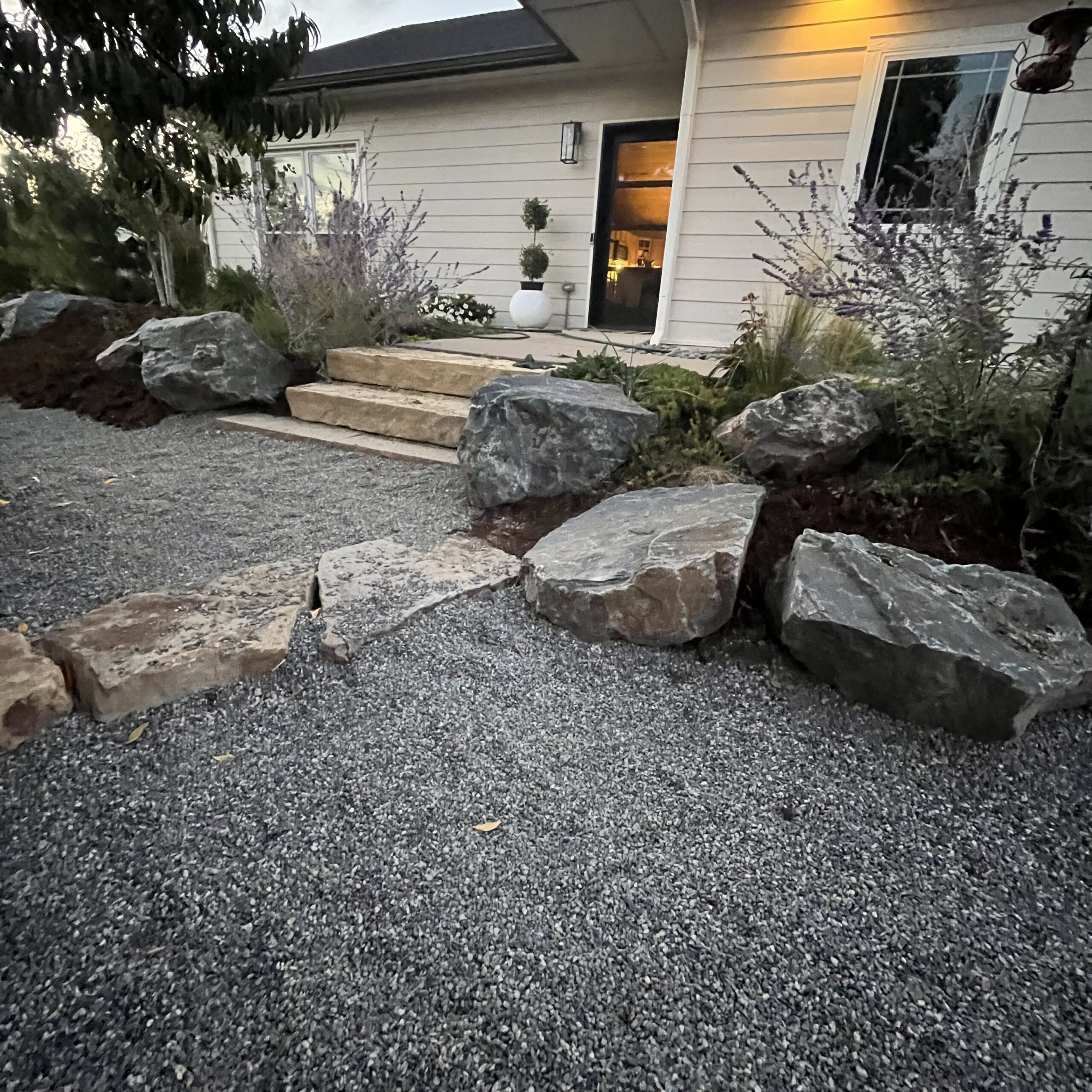 Native plants and boulders — Arvada after