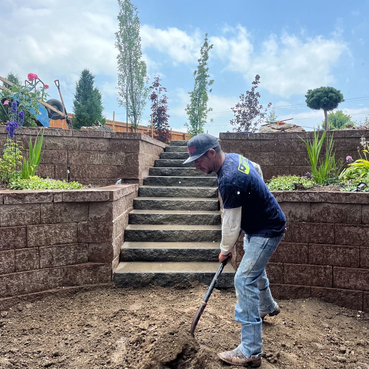 Stone steps and retaining wall project in Arvada, CO