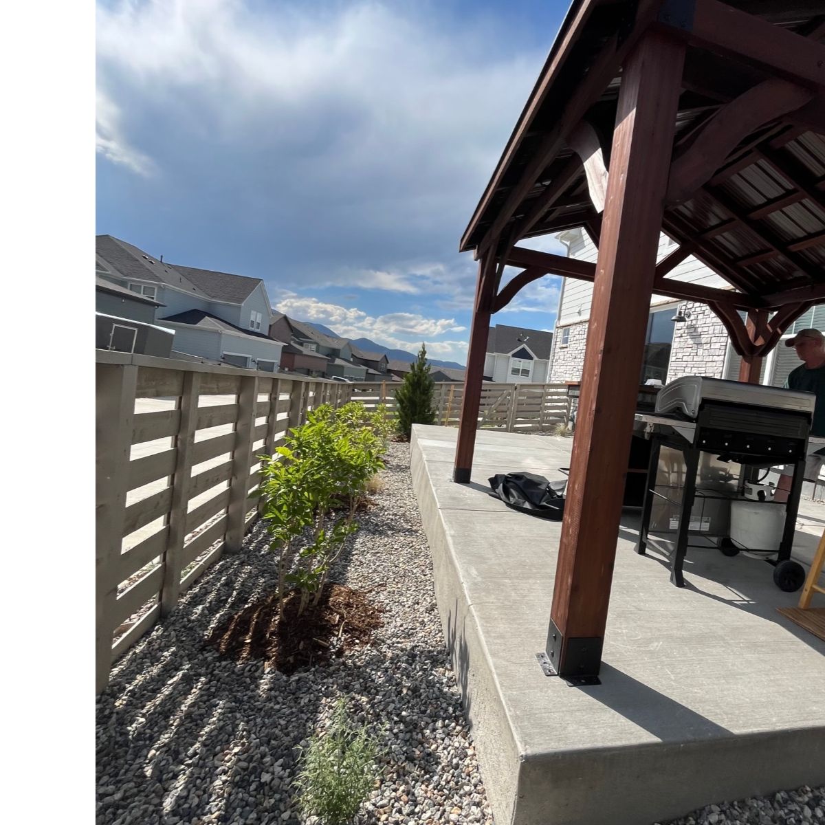 Concrete patio cedar pergola Littleton