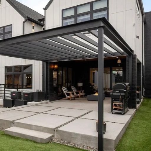Custom steel pergola with turf in Denver CO