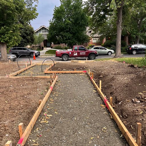 Concrete forms set before pouring walkways — Denver, Colorado