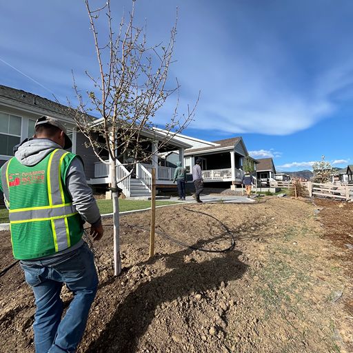 Crew wrapping up the finished yard — Littleton, Colorado